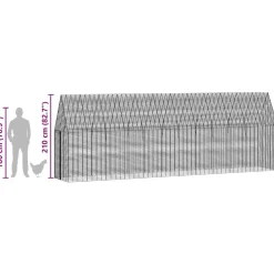 vidaXL Productos Para Mascotas-Jaula para pollos 2 pcs Plateado 600 x 100 x 210 cm