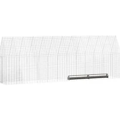 vidaXL Productos Para Mascotas-Jaula para pollos 2 pcs Plateado 600 x 100 x 210 cm