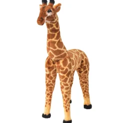 vidaXL Juguetes-Jirafa de peluche de pie marrón y amarillo XXL
