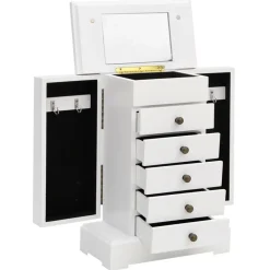 vidaXL Joyero con espejo de MDF 25x13,5x34 cm Sale