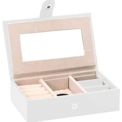 vidaXL Salud Y Belleza-Joyero de 3 niveles con espejo y cerradura 26x18x17,5 cm