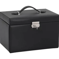 vidaXL Salud Y Belleza-Joyero de 3 niveles con espejo y cerradura 26x18x17,5 cm