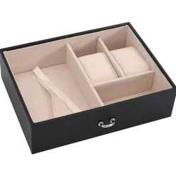 vidaXL Salud Y Belleza-Joyero de 3 niveles con espejo y cerradura 26x18x17,5 cm