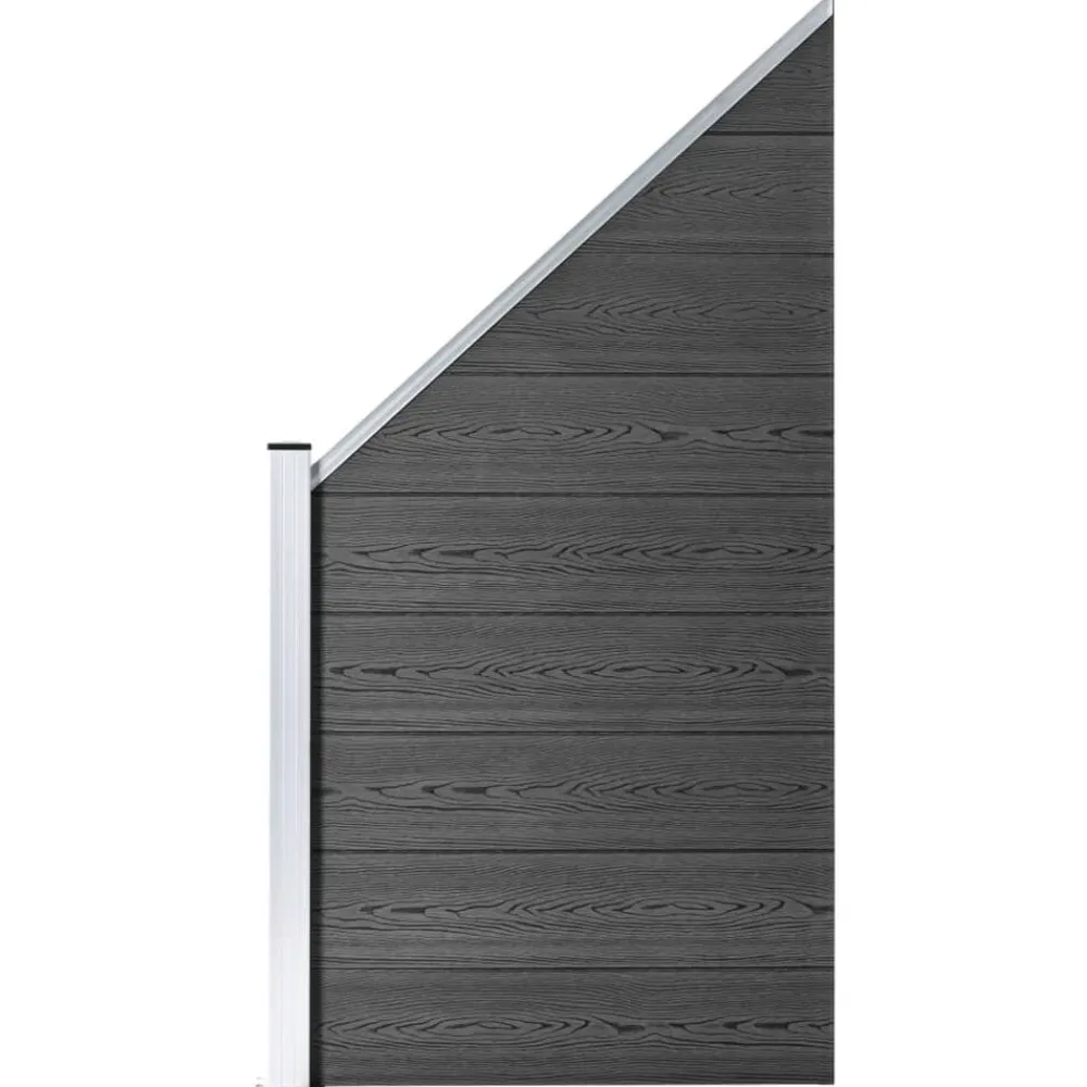 vidaXL JSet de paneles de valla WPC 965x(105-186) cm Negro