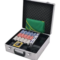vidaXL Juegos-Juego combinado póker/blackjack con 600 fichas láser aluminio