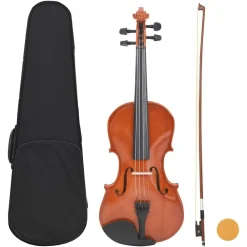 vidaXL Juego completo de violín con arco y barbada madera oscura 4/4 Marr&oacute;n Online