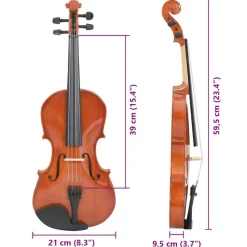 vidaXL Juego completo de violín con arco y barbada madera oscura 4/4 Marr&oacute;n Online
