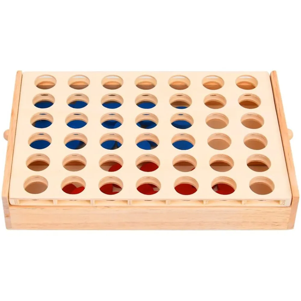 vidaXL Juegos-Juego de 4 en raya madera macizo 24x15x4 cm