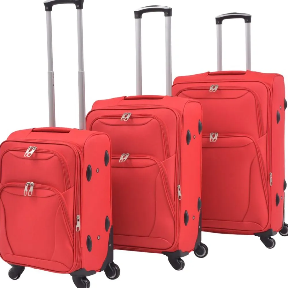 vidaXL Juego de 3 maletas blandas rojas Rojo Discount