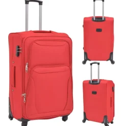 vidaXL Juego de 3 maletas blandas rojas Rojo Discount
