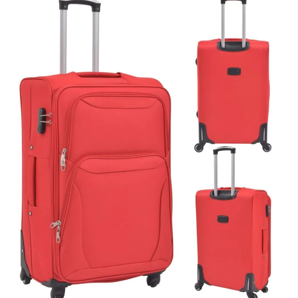 vidaXL Juego de 3 maletas blandas rojas Rojo Discount
