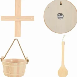 vidaXL Juego de Accesorios de Sauna 4 pcs Marrón Discount
