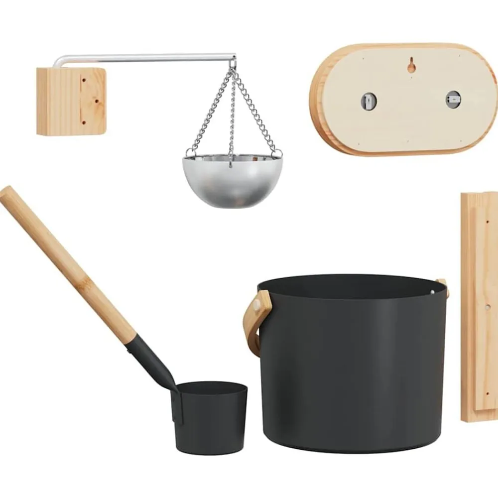 vidaXL Juego de Accesorios de Sauna 5 pcs Negro New