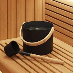 vidaXL Piscina Y Spa-Juego de Accesorios de Sauna 2 pcs Negro