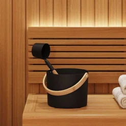 vidaXL Piscina Y Spa-Juego de Accesorios de Sauna 2 pcs Negro