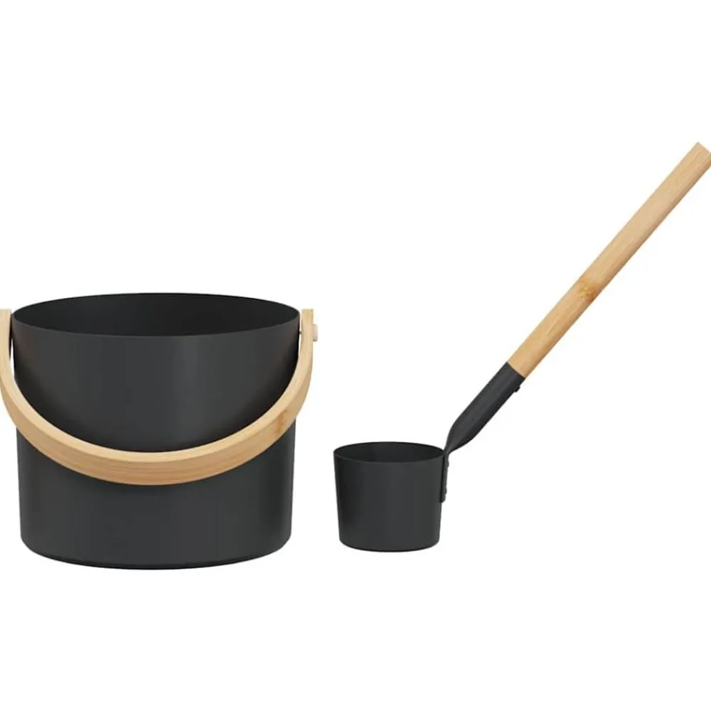 vidaXL Piscina Y Spa-Juego de Accesorios de Sauna 2 pcs Negro