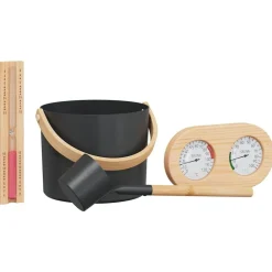 vidaXL Juego de Accesorios de Sauna 4 pcs Negro New