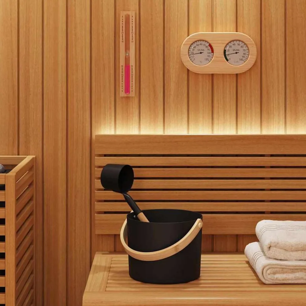 vidaXL Juego de Accesorios de Sauna 4 pcs Negro New
