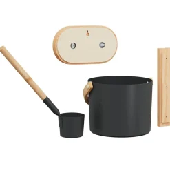 vidaXL Juego de Accesorios de Sauna 4 pcs Negro New