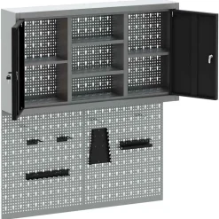 vidaXL Accesorios De Bricolaje-Juego de Armarios de Herramientas con estante 3 pcs
