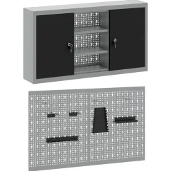 vidaXL Accesorios De Bricolaje-Juego de Armarios de Herramientas con estante 3 pcs