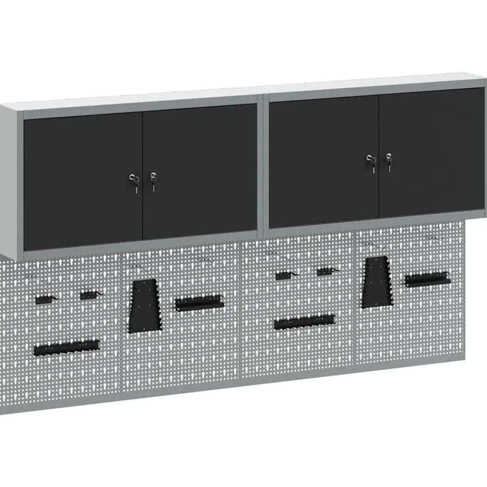 vidaXL Juego de Armarios de Herramientas con estante 6 pcs Negro Outlet