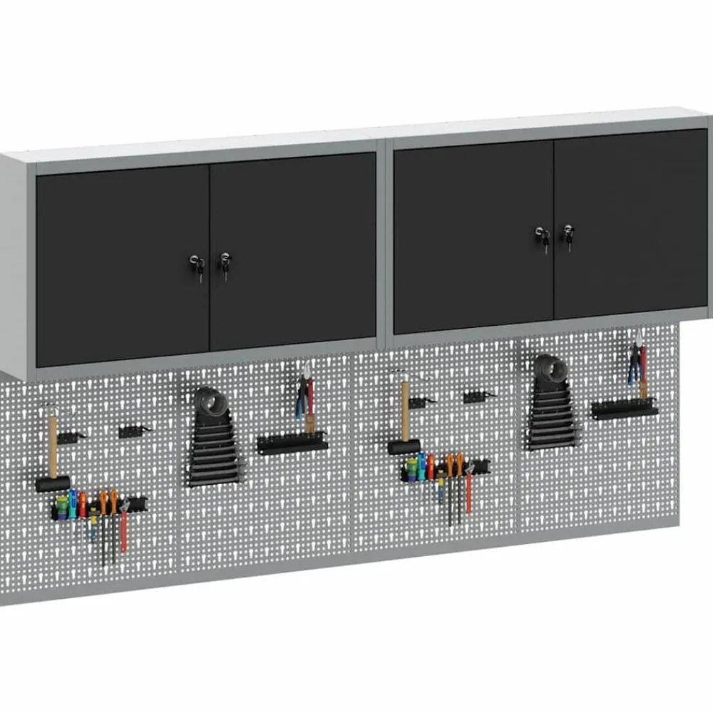 vidaXL Juego de Armarios de Herramientas con estante 6 pcs Negro Outlet