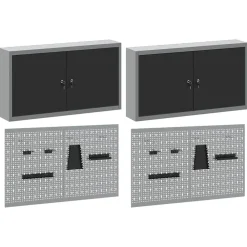 vidaXL Juego de Armarios de Herramientas con estante 6 pcs Negro Outlet