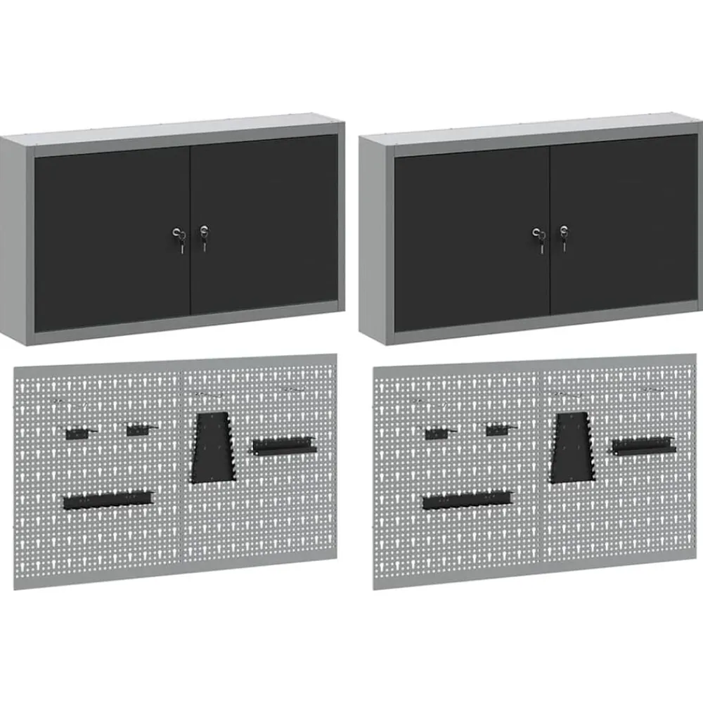 vidaXL Juego de Armarios de Herramientas con estante 6 pcs Negro Outlet