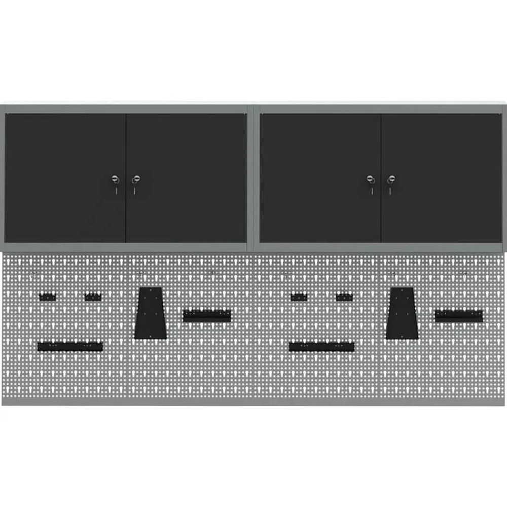 vidaXL Juego de Armarios de Herramientas con estante 6 pcs Negro Outlet