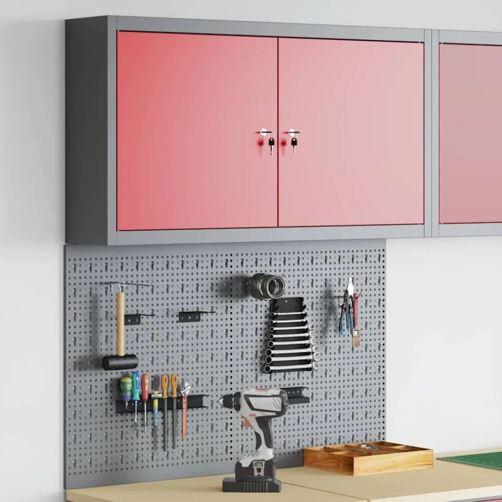 vidaXL Accesorios De Bricolaje-Juego de Armarios de Herramientas con estante 3 pcs