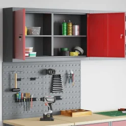 vidaXL Accesorios De Bricolaje-Juego de Armarios de Herramientas con estante 3 pcs