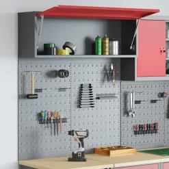 vidaXL Juego de Armarios de Herramientas con estante 3 pcs Rojo Discount