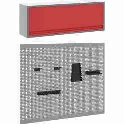 vidaXL Juego de Armarios de Herramientas con estante 3 pcs Rojo Discount