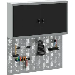 vidaXL Accesorios De Bricolaje-Juego de Armarios de Herramientas con estante 3 pcs
