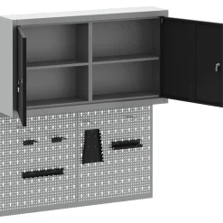 vidaXL Accesorios De Bricolaje-Juego de Armarios de Herramientas con estante 3 pcs
