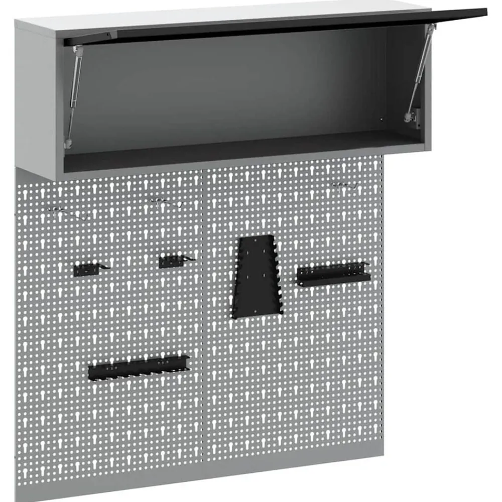 vidaXL Juego de Armarios de Herramientas con estante 3 pcs Negro Discount