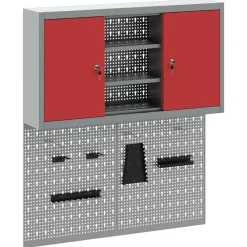 vidaXL Accesorios De Bricolaje-Juego de Armarios de Herramientas con estante 3 pcs