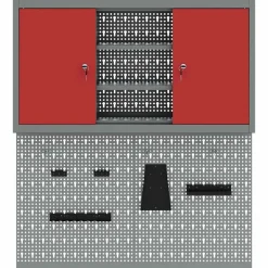 vidaXL Accesorios De Bricolaje-Juego de Armarios de Herramientas con estante 3 pcs