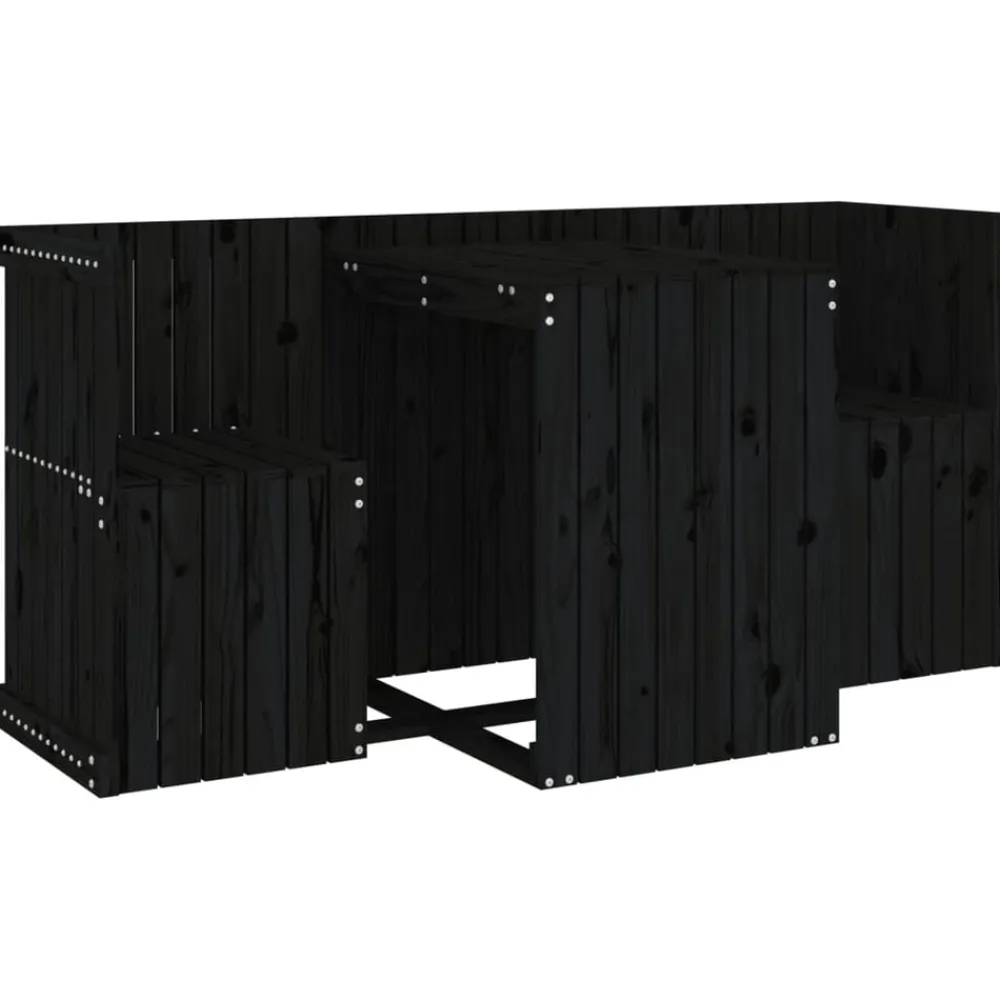 vidaXL Juego de balcón 2 plazas madera maciza de Pino negro Sale