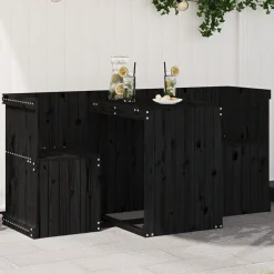 vidaXL Juego de balcón 2 plazas madera maciza de Pino negro Sale