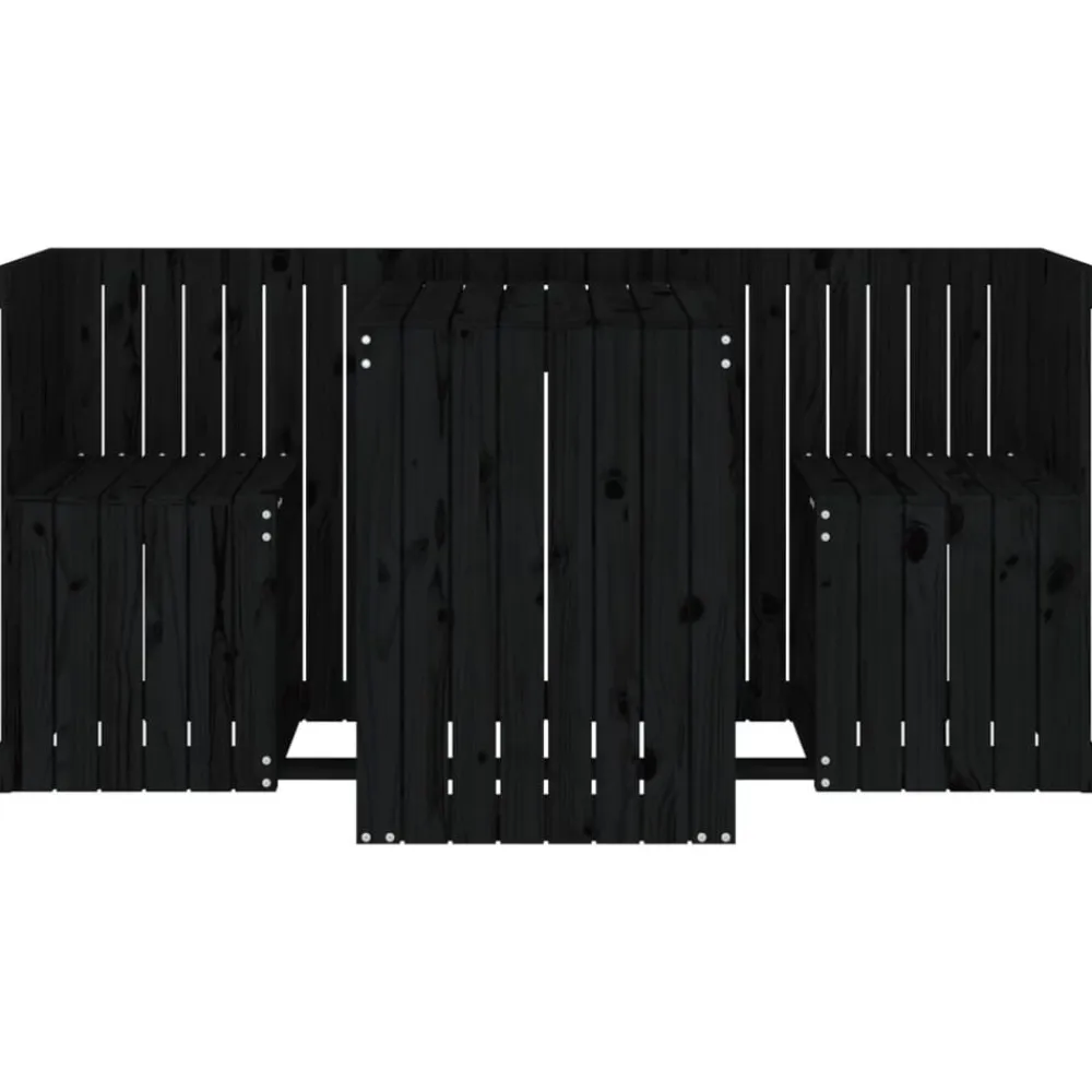 vidaXL Juego de balcón 2 plazas madera maciza de Pino negro Sale