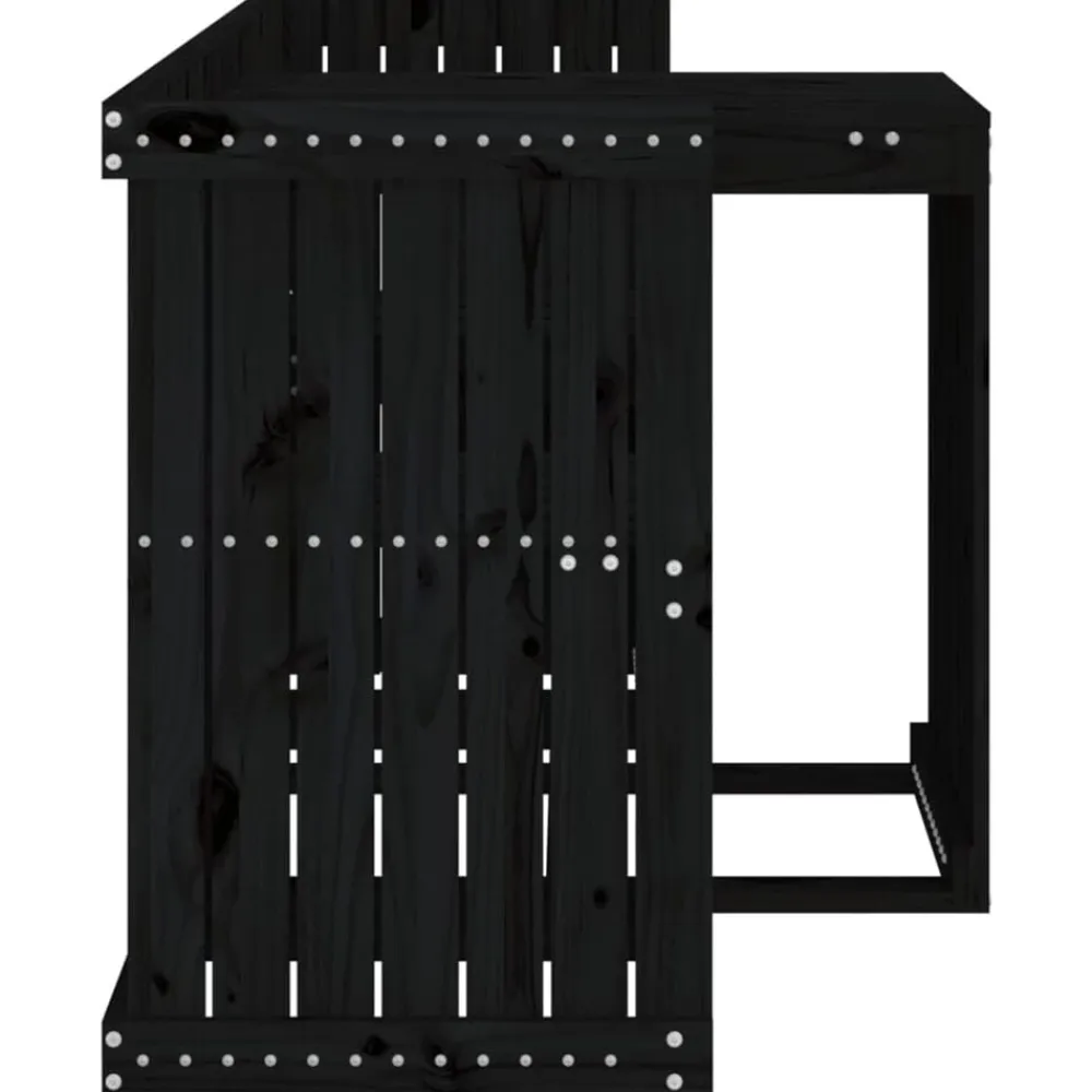 vidaXL Juego de balcón 2 plazas madera maciza de Pino negro Sale