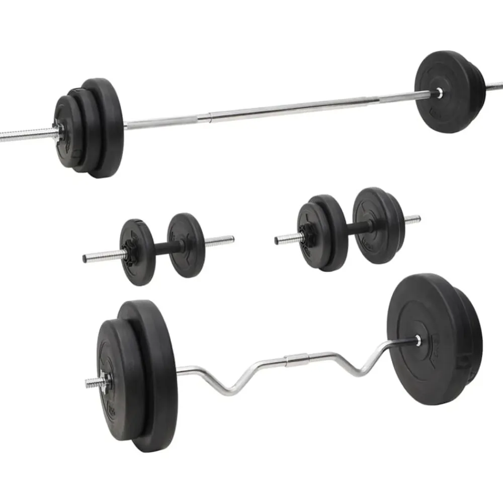 vidaXL Juego de barras y mancuernas con discos 90 kg Discount