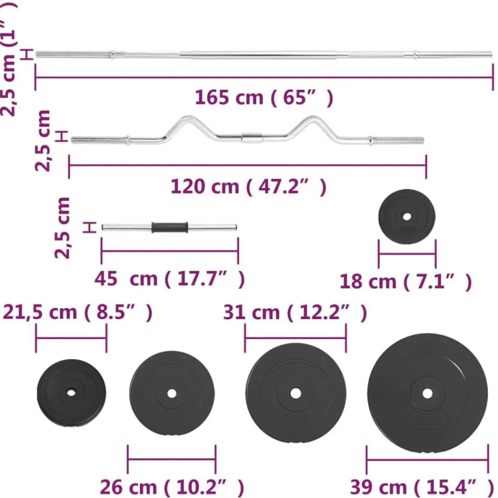 vidaXL Juego de barras y mancuernas con discos 90 kg Discount