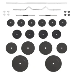 vidaXL Juego de barras y mancuernas con discos 90 kg Discount