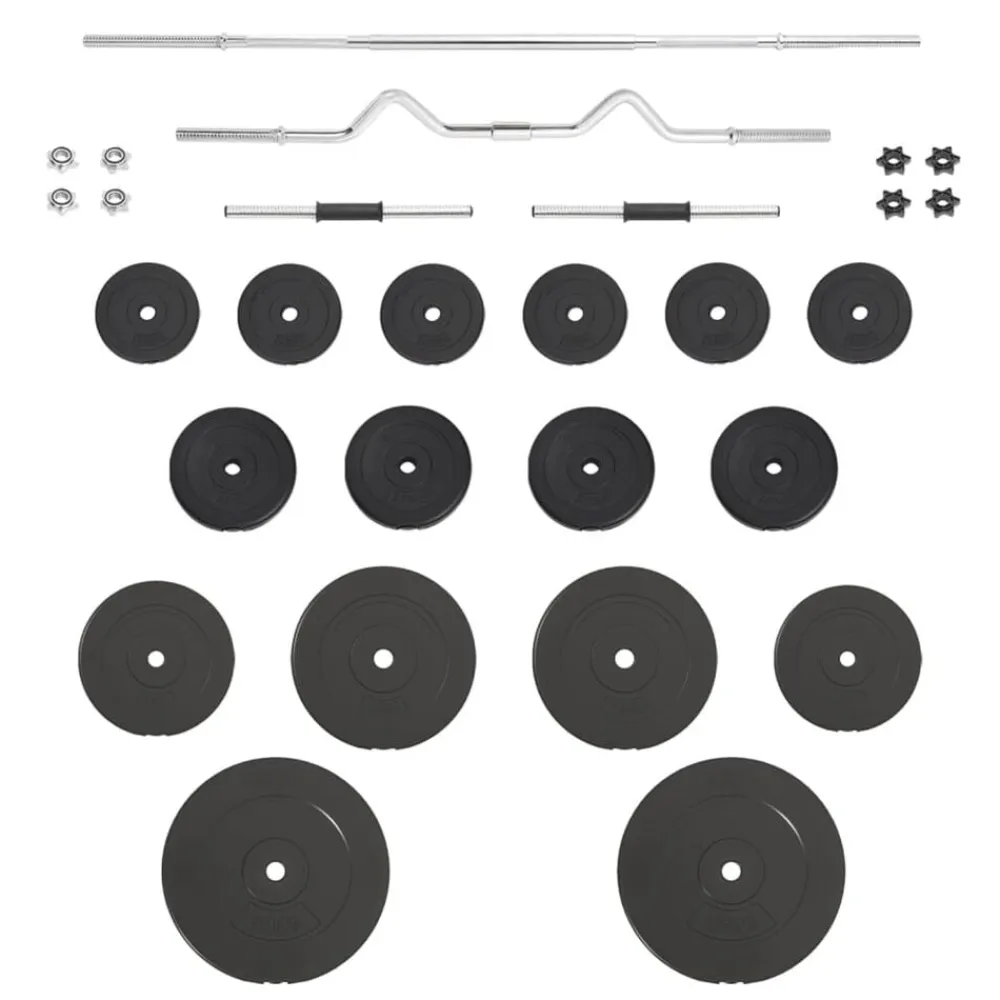 vidaXL Juego de barras y mancuernas con discos 90 kg Discount