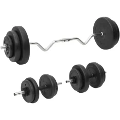 vidaXL Juego de barras y mancuernas con discos 60 kg Outlet