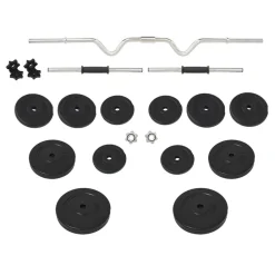 vidaXL Juego de barras y mancuernas con discos 60 kg Outlet