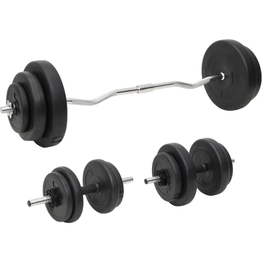 vidaXL Juego de barras y mancuernas con discos 60 kg New